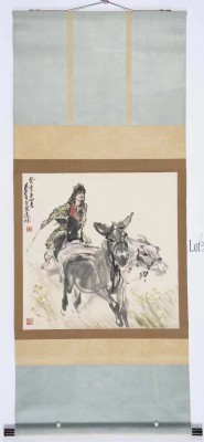 黃胄68×68原裱掛軸